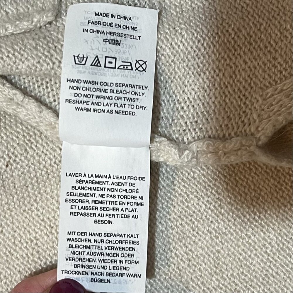 MADEWELL Women Merino Wool Alpaca Blend Knit Cardigan Open Front Beige XS Winter - Picture 10 of 11